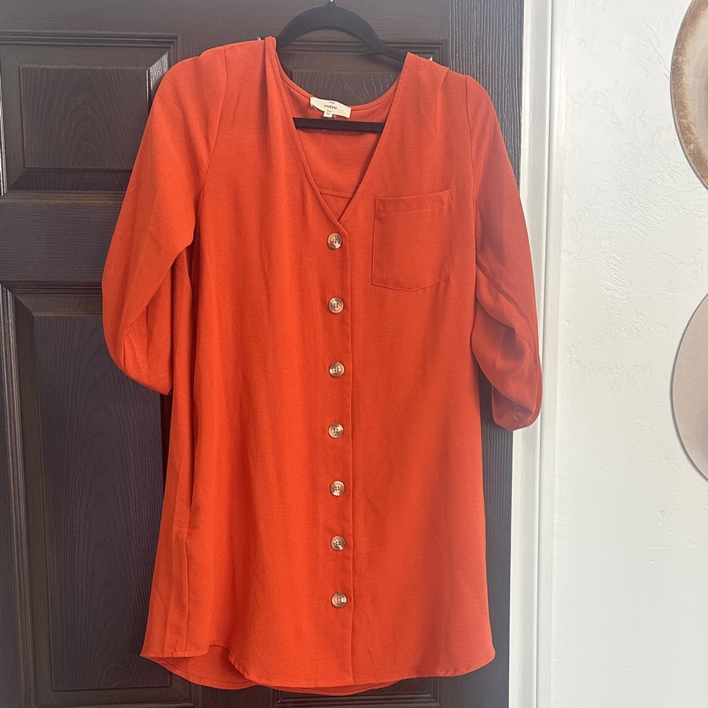 Entro Vivid Orange Button-Down Shirt